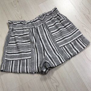Nordstrom BP Size XS Linen Blend Shorts Gray White Striped Pull On Pockets Cute